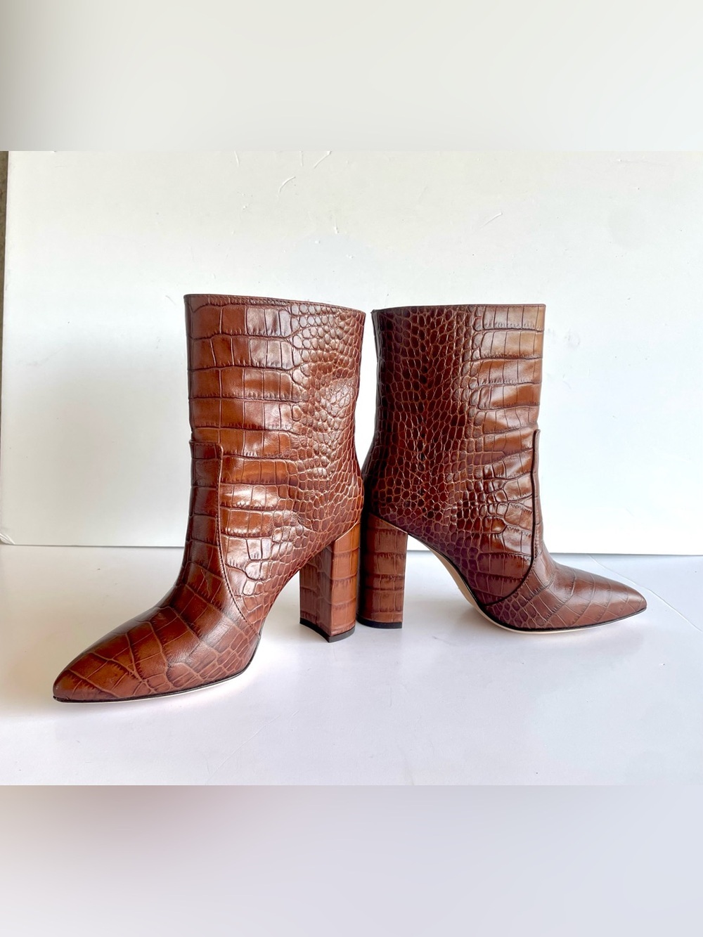 Paris Texas Brown Croc-Embossed Pointed-Toe Ankle Boots - Picture 10 of 10